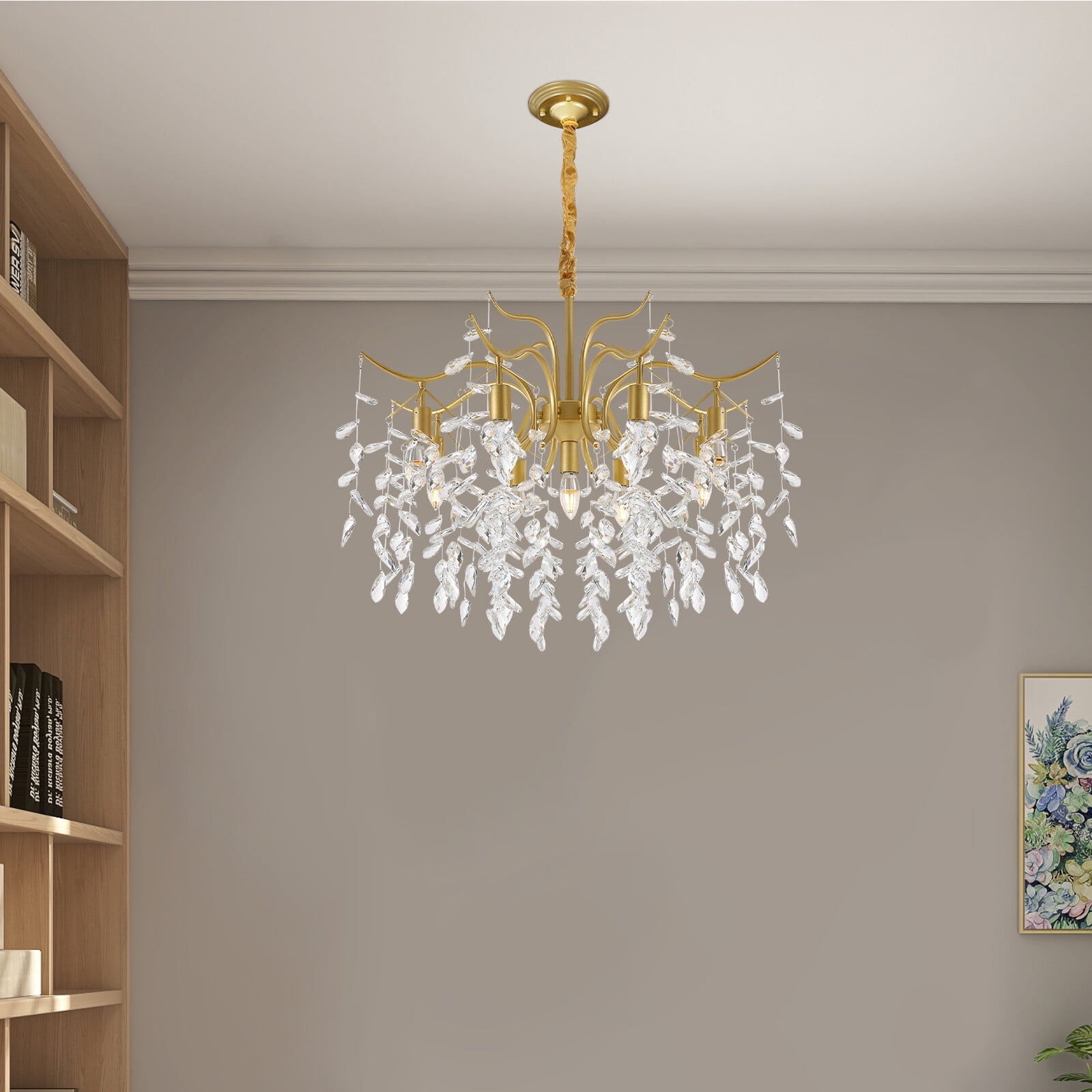 TFCFL Modern Luxury Large Crystal Chandeliers LED Ceiling Light Fixtures Pendant Lamp Adjustable Chain