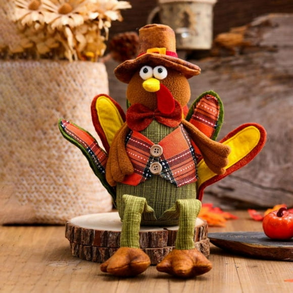 Thanksgiving Decoration Plush Turkey  Sitting Turkeys Fall Decor for Indoor Home Tabletop Party Autumn Decor