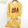 thumbnail image 4 of purcolt Women's Fleece Lined Thermal Pullover Tops Merry Christmas Letters Printed Winter Warm Casual Long Sleeve Oversized Sweatshirts with Pockets, 4 of 6