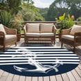thumbnail image 4 of Round Area Rugs Collection 5 Ft, Navy Blue Anchor Non-Slip Residential Carpet, Nautical Coastal Abstract Art Indoor Crawling Mats Runner Rugs for Living Room/Dining Room/Bedroom, 4 of 8