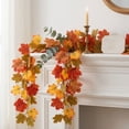 thumbnail image 5 of 24.02" Gradient Maple Leaf Wall Hanging Vines, Orange Red Yellow Faux Rattan for Thanksgiving Day, Flexible Cloth Foliage Ornaments for Table Decoration, AKLJWH, 5 of 6