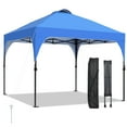 thumbnail image 2 of Ainfox 8'x8' Pop Up Canopy Tent, Easy-Setup Gazebo, Outdoor Canopy with 3 Adjustable Heights for Events, Parties, Camping, Blue, 2 of 10