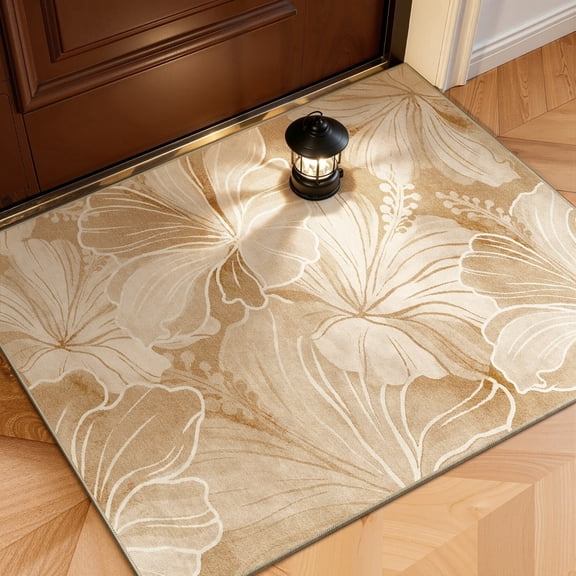 Toyoso 2x3 Graphic Botanical Area Rug, Sun-Drenched Honey Amber Rug, Vibrant Bloom Modern Washable Non-Slip Accent Floor Mat for Threshold Room, Desk and Entryway Decorative Rug