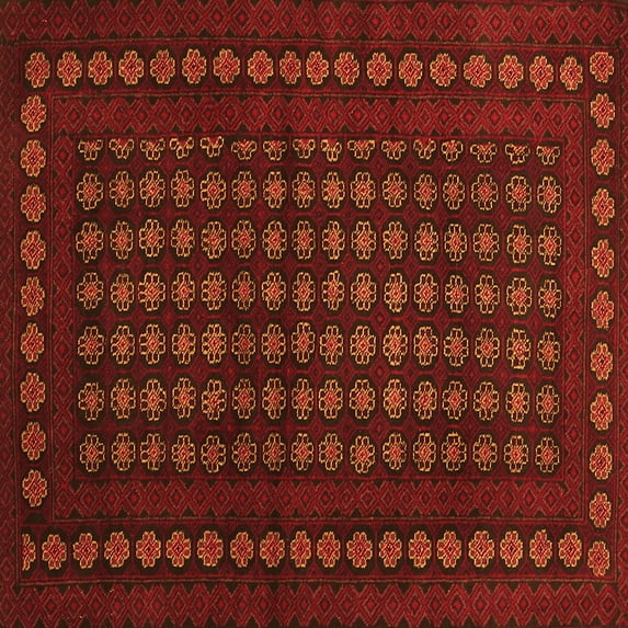 Ahgly Company Indoor Square Abstract Orange Contemporary Area Rugs, 6' Square