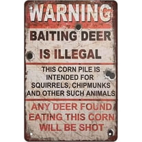 Retro Funny Metal Sign Sheet Signs Tin Sign,Warning baiting Deer is Illegal Outdoor Home Wall Decoration,Size:8x12