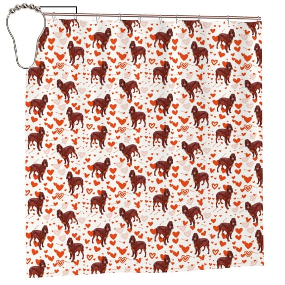 Honeii dog Valentine's day Print Shower Curtain 72x72in,Bathroom Curtain,Waterproof Fabric Shower Curtain Set with Hooks