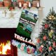 thumbnail image 1 of Trolland Tema: Calcetines de Navidad, fino lino blanco para colgar en escaleras y chimenea, decoración navideña para el hogar, regalo de Navidad. 45cm × 32cm, 1 of 5