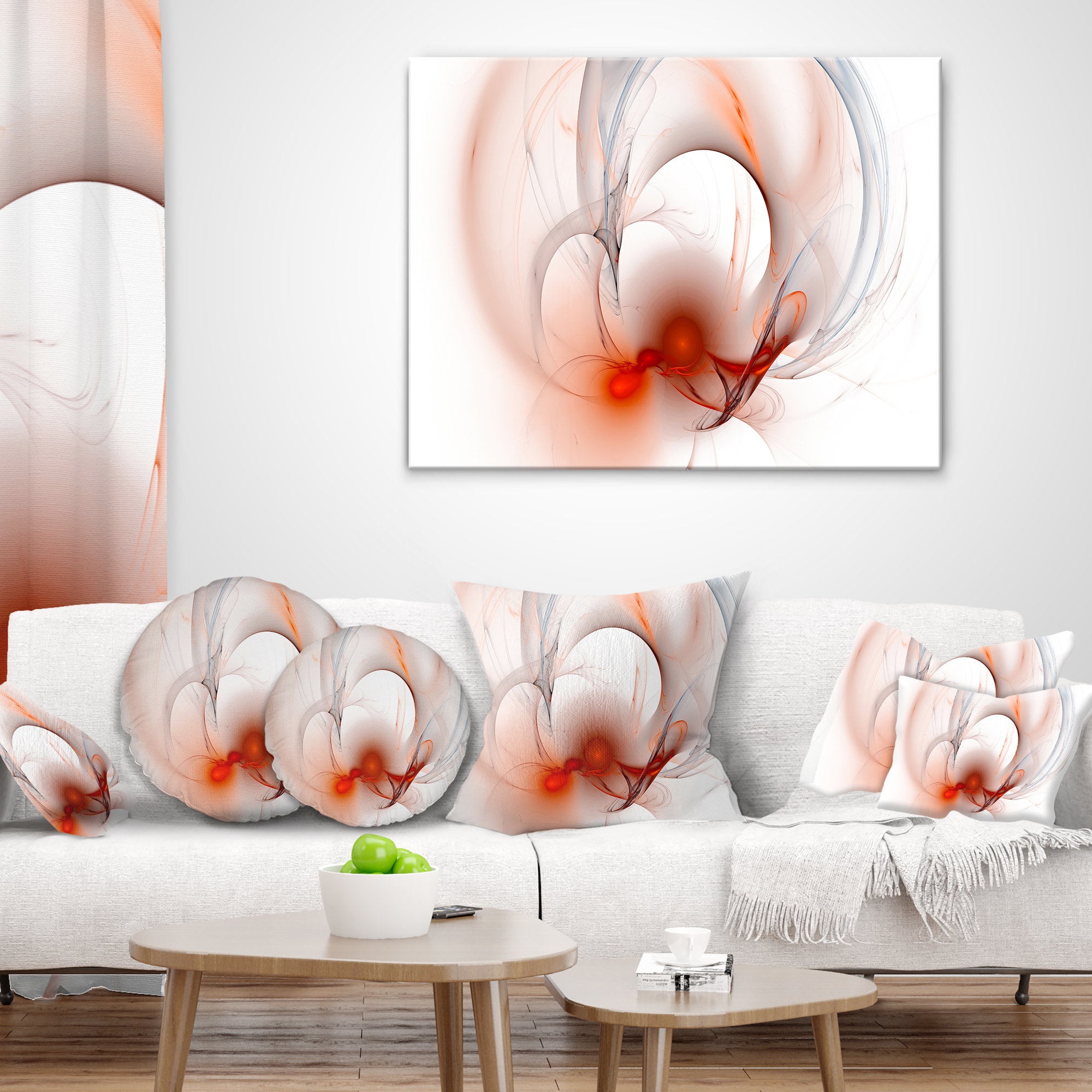 Designart Red Fractal Galactic Nebula - Abstract Throw Pillow - 12x20