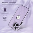 thumbnail image 3 of Logo View Design Compatible with iPhone 15 Pro Max Phone Case Luxury Diamond Plaid PU Leather Vintage Slim Non-Slip Soft Grip Shockproof Anti-fall Heavy Duty Protective Case Cover,Violet, 3 of 7