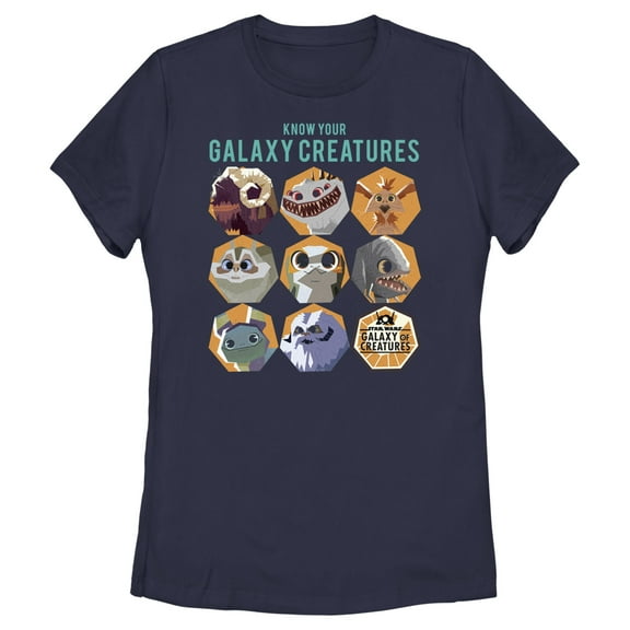 Women's Star Wars: Galaxy of Creatures Know Your Galaxy Creatures Graphic Tee Navy Blue Small