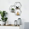 thumbnail image 3 of Haitral 3.7" x 12.5" x 16" Hexagon Metal Modern Floating Shelf, Black, 3 of 4