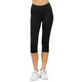 thumbnail image 3 of Juniors Active Stretch Capri Length Yoga Workout Leggings with Wide Wastband (Black, S), 3 of 5