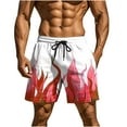 thumbnail image 2 of Menshorts Mens Shorts Casual Men's Casual Homewear Flame Printing Funny Printed Trousers Beach Sports Shorts Fast-Drying Trousers Pink XL, 2 of 9