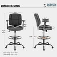 thumbnail image 2 of Okeysen Drafting Chair Standing Desk Chair, 500 LBS Leather Big and Tall Office Chair with Adjustable Armrests & Foot Ring, Modern Tall Desk Chair with Mid Back, Swivel Rolling Drafting Stool., 2 of 8