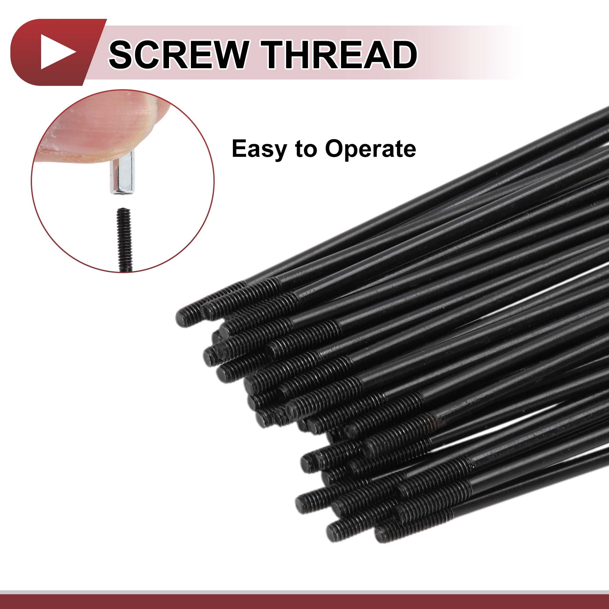 Unique Bargains 38Pcs 14G Bicycle Bike Wheel Spoke Carbon Steel Black 9.84"