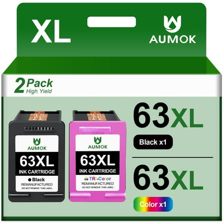 63XL Ink Cartridge Compatible for HP 63 Ink Cartridge Works with for Officejet 3830 4650 5200 5255 Envy 4520 4512 Deskjet 1112 3630