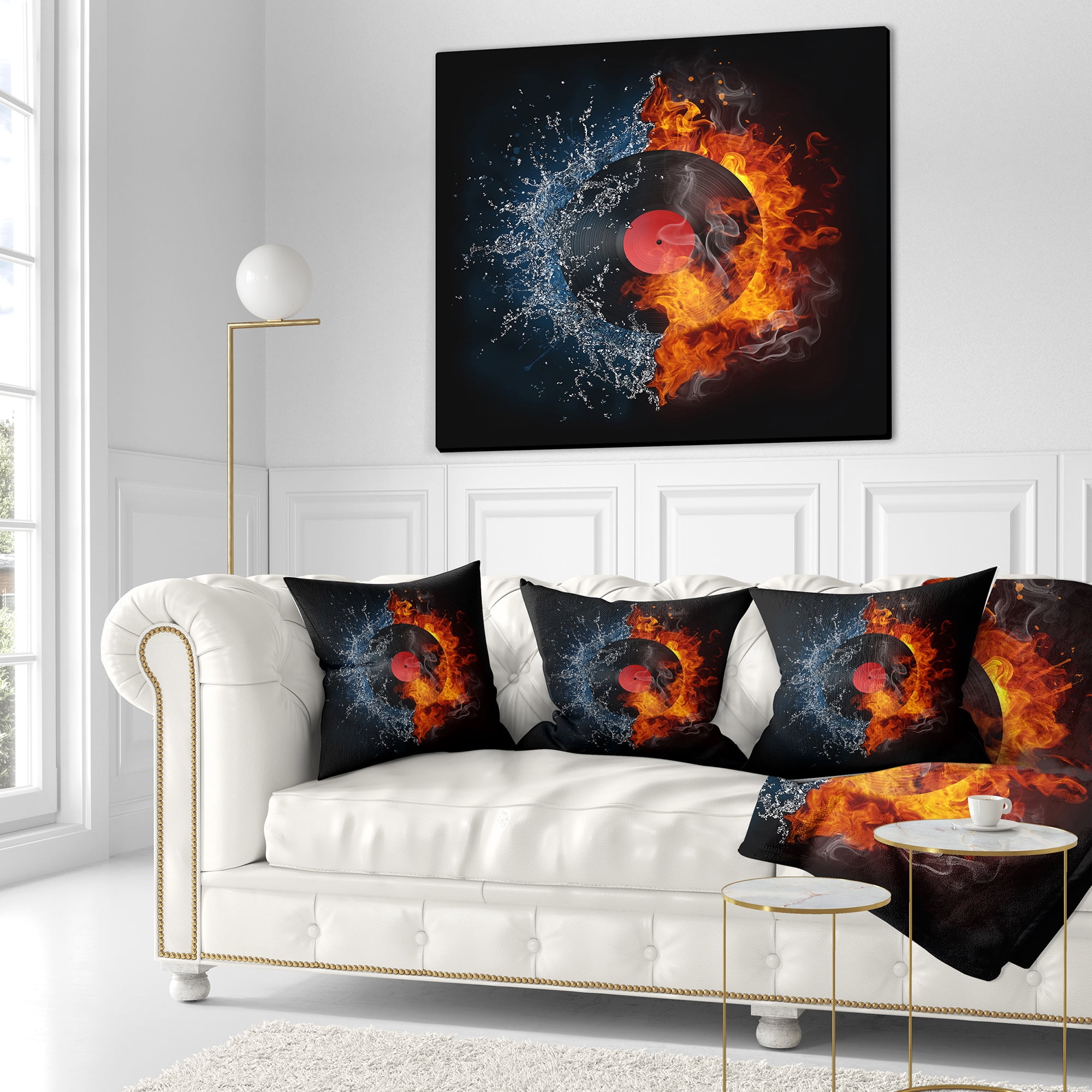 Designart Record Abstract - Abstract Throw Pillow - 16x16
