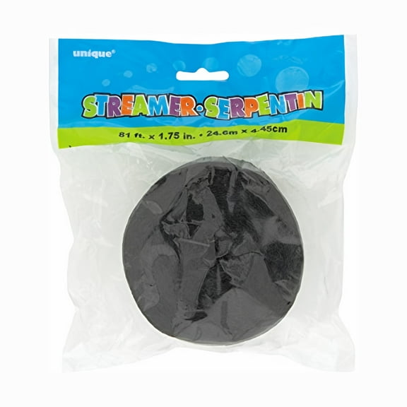 Décorations De Fête Party Streamer Crepe Paper 81 Ft - Noir (Pack of 16)