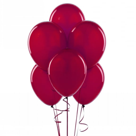 72 Latex Balloons 12" with Clips and Curling Ribbon - Burgundy