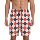 thumbnail image 1 of Balery Red and black argyle Pantalones cortos de pijama de punto de algodón para hombre con cinturilla y bolsillos-Large, 1 of 6