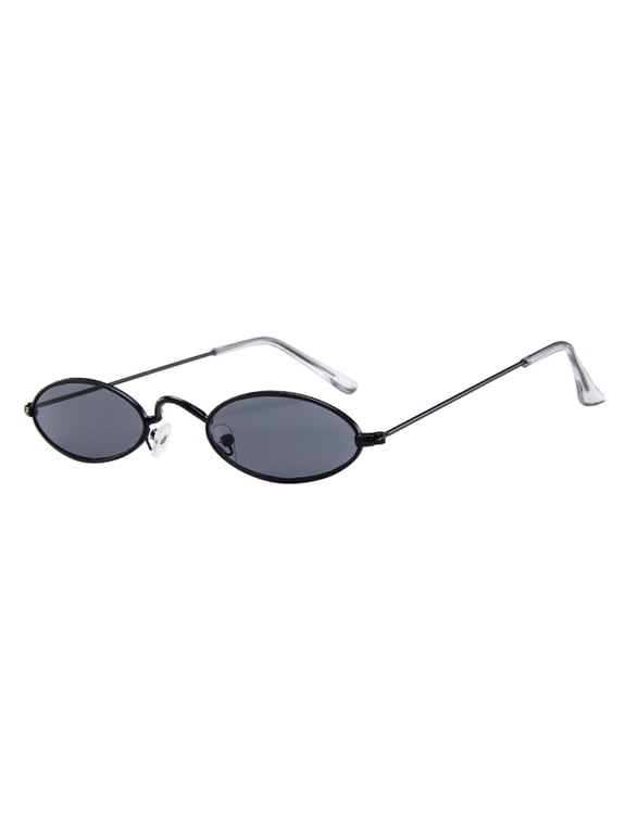 Retro 90s Small Oval Sunglasses For Women Men Small Face Metal Frames Gothic Narrow Sun Glasses for Outfit Cosplay Daily Cute Trendy Lightweight Summer Sun Glasses Party Beach Teavel Outfits