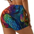 thumbnail image 2 of Fotbe Colorful Parrot Jungle Dream Seamless Shorts, Womens Workout Shorts High Waist Stretch Booty Short for Gym/Yoga/Running/Biking-Large, 2 of 9