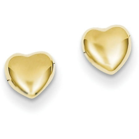 6mm Puffed Heart Post Earrings in 14k Yellow Gold