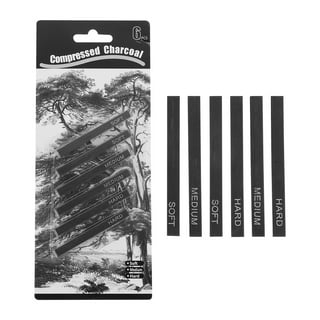 CNKOO Compressed Charcoal Rod 6Pcs Soft, Medium and Hard Grade Square  Willow Charcoal Sticks for Drawing, Sketching, Shading, Art Supplies Sketch  Kits