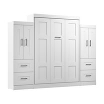 Bestar Edge Queen Murphy Bed with Wardrobes (115W) in White