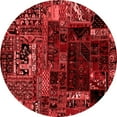 thumbnail image 1 of Ahgly Company Machine Washable Indoor Round Patchwork Red Transitional Area Rugs, 4' Round, 1 of 4