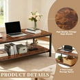 thumbnail image 4 of HomGarden 39.4" Modern Rectangle 2-Tier Coffee Table Wood Cocktail Table Home Office, Rustic Brown, 4 of 9