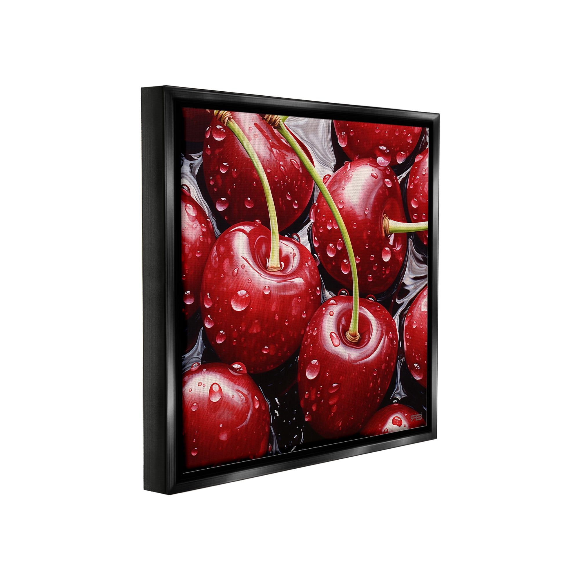 Stupell Industries Juicy Summer Cherries Food & Beverage Painting Black Floater Framed Canvas Art Print Wall Art, 25 x 25
