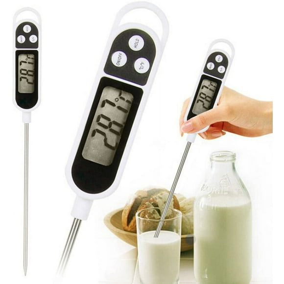 Kitchen Thermometer With Digital Lcd Display And Stainless Steel Probe For Food, Beverage, Bbq... Measures In Celsius And Fahrenheit, -50C Minimum, 300C Maximum