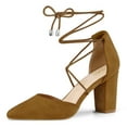 thumbnail image 1 of BLISSFUL STEP Women's Pointy Toe Chunky Heels Lace Up Pumps, 1 of 6