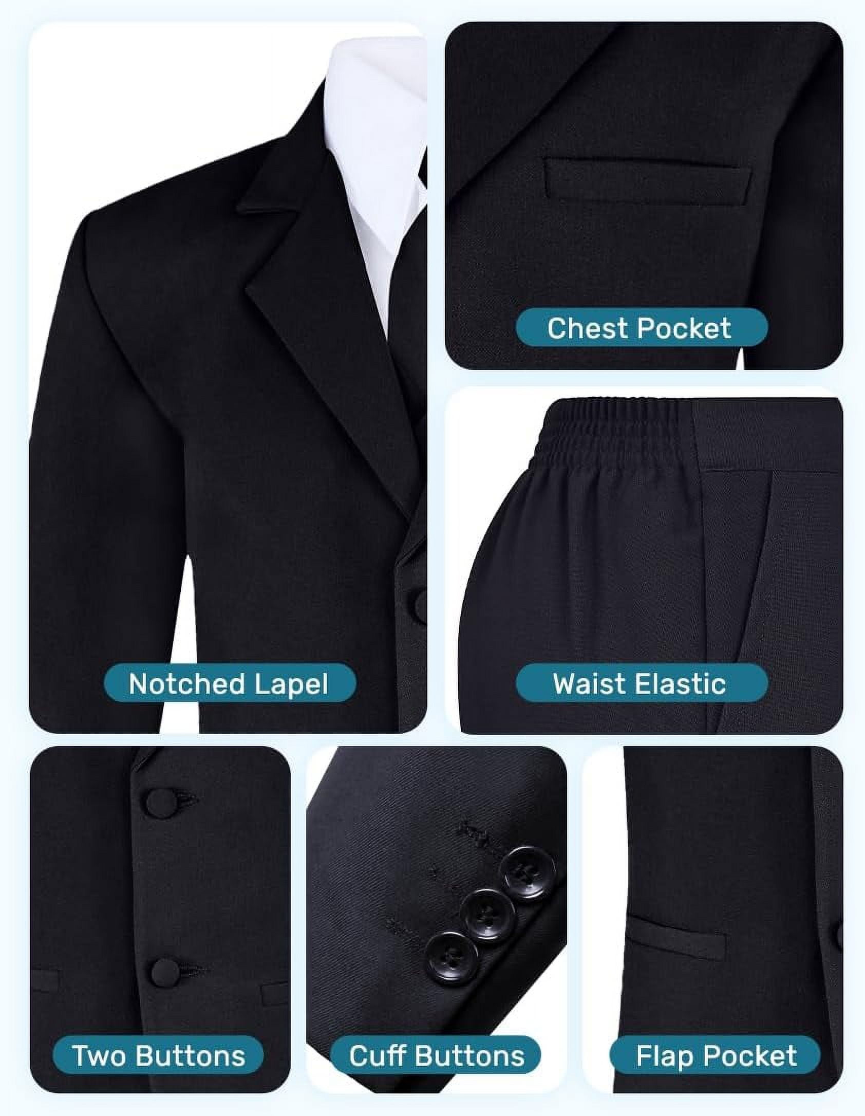 Boy's 6-Piece Suit Set - Includes Suit Jacket, Dress Pants