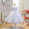 thumbnail image 4 of NAISIBABY Girls Princess Dress, Sleeveless Floral Bow Sequin Mesh Wedding Birthday Pageant Dress White 7M, 4 of 5