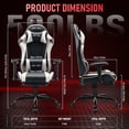 thumbnail image 3 of JONPONY Big and Tall 500LBS Gaming Chair, Ergonomic Design with 2D Armrests,PU Leather with Footrest and Lumbar Support, High Back Office Chair Support 8 Hours Long Sitting, Computer Chair,White, 3 of 8