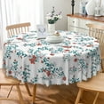 thumbnail image 3 of MIZHONA Red and Green Tablecloth Round,Vintage Floral Table Cloth for Round Table,Kitchen Party Outdoor Decor，72", 3 of 5