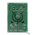 thumbnail image 1 of Letrero de hojalata con aspecto retro "I Suck at Golf" para decoración del hogar, cocina, baño, granja, jardín, garaje, tamaño inspirador: 8 x 12 pulgadas, 1 of 4