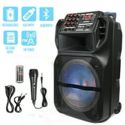 Dazone 12" Portable Bluetooth Party Speaker Heavy Bass Sound System FM AUX w/Microphone & Remote