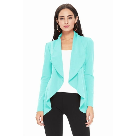 Women's Elegant Solid Stretch Open Front Long Sleeve Blazer Jacket