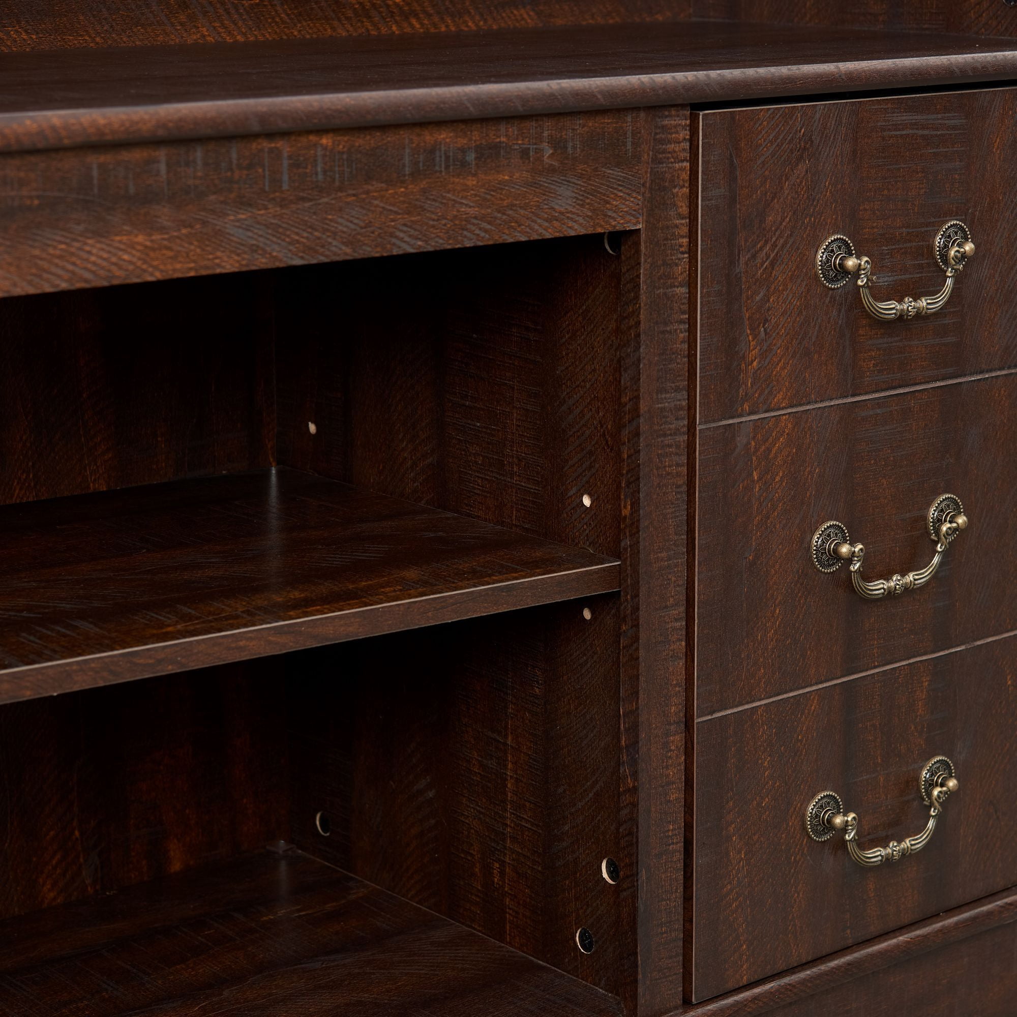 DEALTOPS Farmhouse TV Stand Entertainment Console Center with Spacious Space for TVs Up to 65'', Espresso