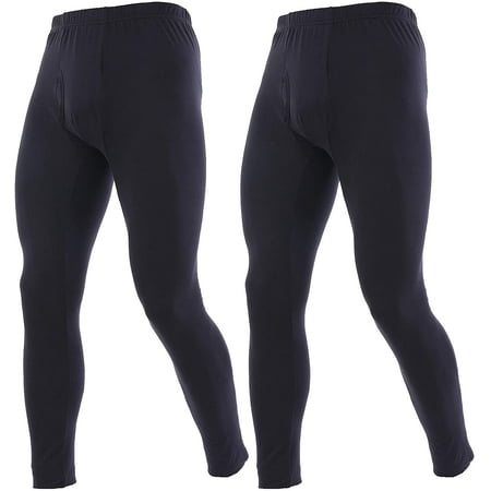 2 Pack Thermal Underwear for Men Fleece Lined Bottoms Ultra Thin Long ...