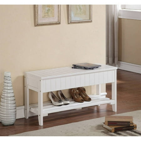 Roundhill Solid Wood Storage Shoe Bench, Multiple Colors
