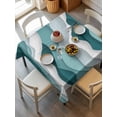 thumbnail image 6 of Turquoise Ombre Table Cloth, Modern Geometric Moire Abstract Art Waterproof Tablecloth for Square Tables, Reusable Washable Fabric Table Cover for Restaurant Kitchen Dining Tables 60"x60", 6 of 6
