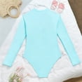 thumbnail image 5 of CUZIBR Toddler Girls One Piece Swimsuit Solid Color Long Sleeve Zip Up Cutout Waist Bikini Bathing Suit For Teen Girls Fashionable Rash Guard Upf 50+ Sun Protection Swimwear,Sky Blue,14-15 Years, 5 of 5