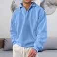thumbnail image 3 of Men's Winter Solid Color Lapel Loose Long Sleeve T-Shirt, Henley Button Up Sport Top for Casual Wear, Gym and Lounge Style,Blue,2XL, 3 of 6