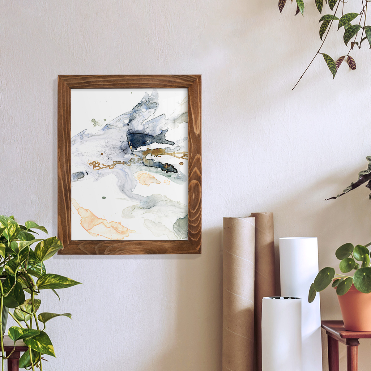 Organic Interlace II -Framed Print w/glass-Walnut