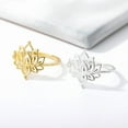 thumbnail image 3 of Simple Brass Lotus Cutout Ring For Women Fashion Jewelry Gold Or Silver Tone, 3 of 5