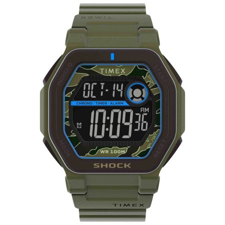Timex Men's Command 45mm Watch - Green Strap Digital Neg Display Dial Green Case
